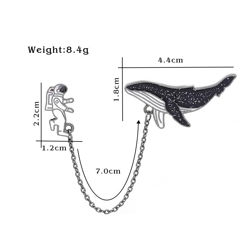 Эмалированная булавка «Вселенная путешествий» с изображением астронавта и китов, брошь с мультяшной рыбой, космическая этикетка, булавки, джинсовые куртки, броши, значок