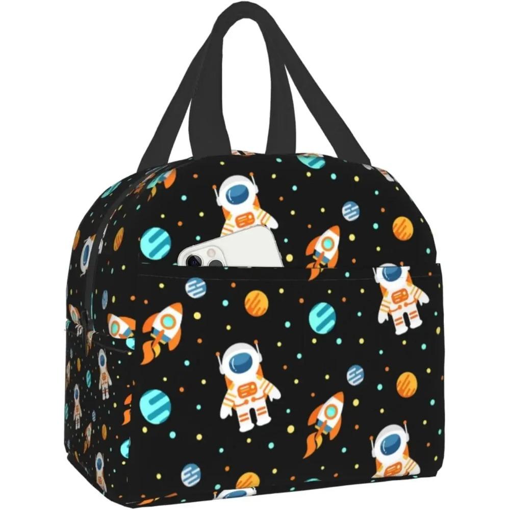 Сумка для обеда «Космический астронавт» для детей, мальчиков и девочек, черная планета, вселенная, изолированный ланч-бокс-холодильник для школы, работы, пикника, пляжа
