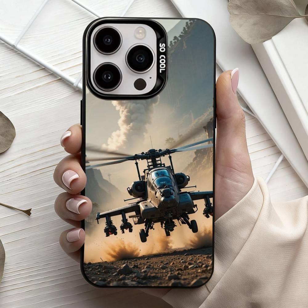 Чехол для телефона Apache AH-64 Helicopter G-Gunships для iPhone17,16,15,14,13,12,11 Plus,Pro Max Черный Конфетный серебристый чехол для телефона