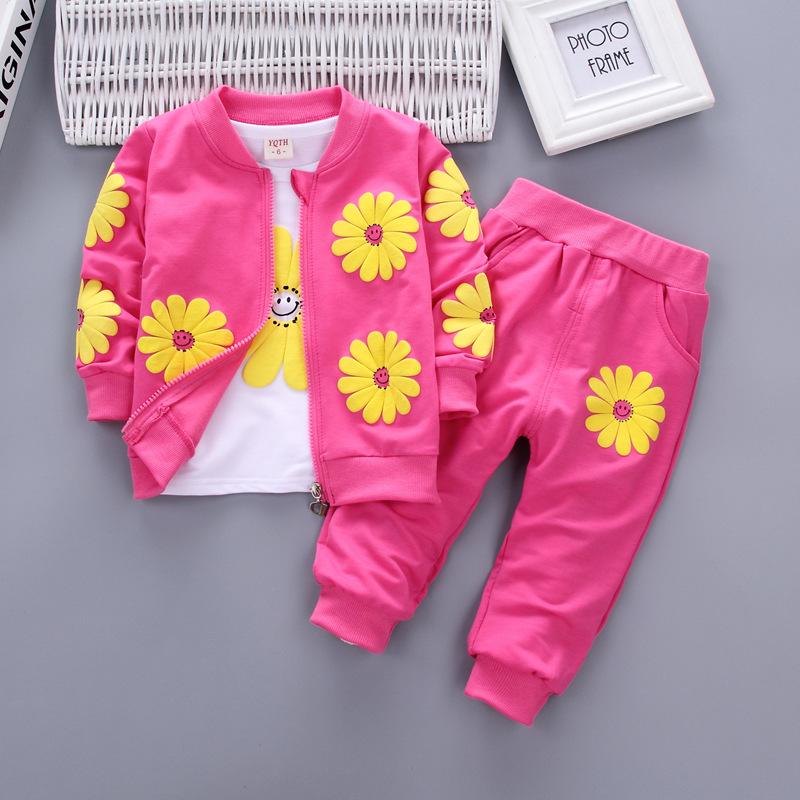 Baby Girl Fall Print Set Girl Clothes Three-piece Children's Clothes Fashion Outerwear