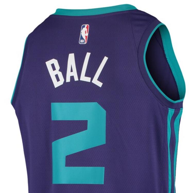 Jordan Баскетбольная майка НБА в стиле ретро Hornets Edition LaMelo Ball No. 2 мужских топа фиолетового цвета CV9471-572