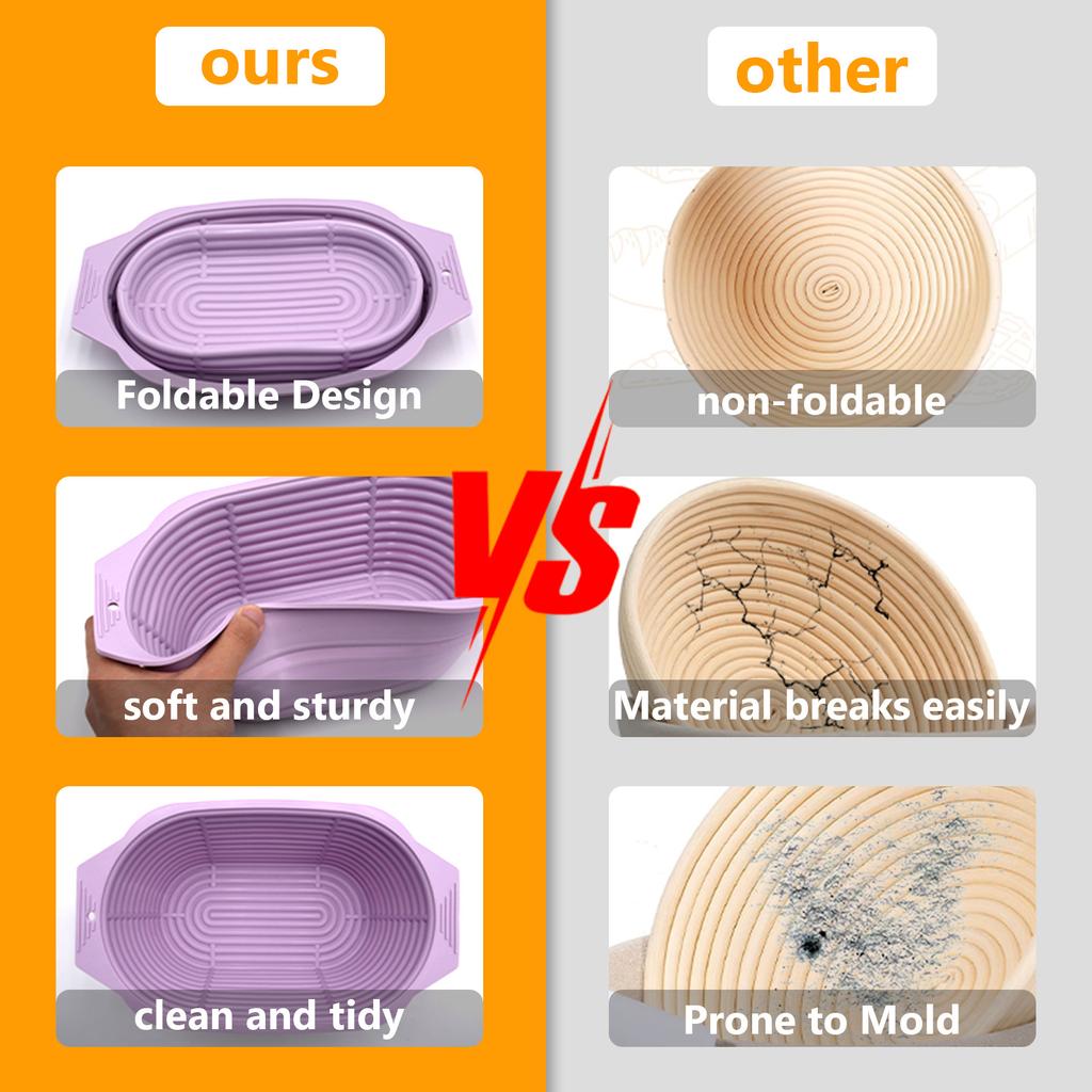 Силиконовая корзина для хлеба, домашняя выпечка, тесто, антипригарное покрытие, корзина для хлеба, миска для разрыхлителя, мягкая складная выпечка хлеба, кухонные принадлежности