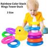 Jenga Rainbow Color Ring Stacking Tower Duck Tub Play Toys Baby Development