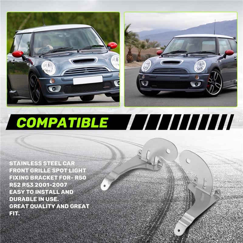 Stainless Steel Car Front Grille Spot Light Fixing Bracket For-BMW Mini R50 R52 R53 2001-2007-M53K