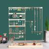 Metal Jewelry Organizer Stand with Wooden Tray - Multi-Functional Storage for Earrings, Necklaces, Bracelets & Rings