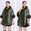 Europe and The United States In The Fall and Winter Rabbit Hair Collar Jacquard Hooded Shawl Cape Big Yards Tweed Jacket Cardigan Female