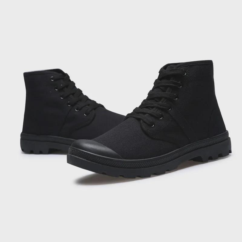 Сапоги из парусины в стиле ретро унисекс: Осенне-зимняя повседневная обувь средней длины