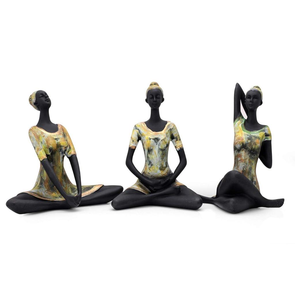 Resin Yoga Lady Showpiece For Home Decor & Office Decor (Set of 3),