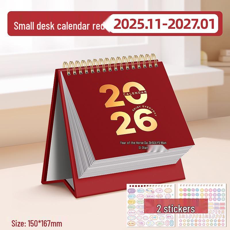 2026 год Лошади Толстый настольный календарь с тиснением логотипа на заказ – Простой бизнес-планер в подарок