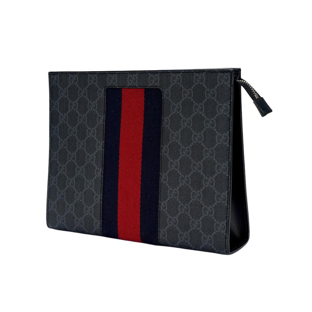 GUCCI Canvas Clutch Regular Men's Black Gray (Unisex) Clutches 475316 KHN4C 1095