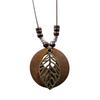 Elephant Leaf Flower Bird Rose Long Sweater Chain Women Necklace Party Jewelry Round Wood Necklace