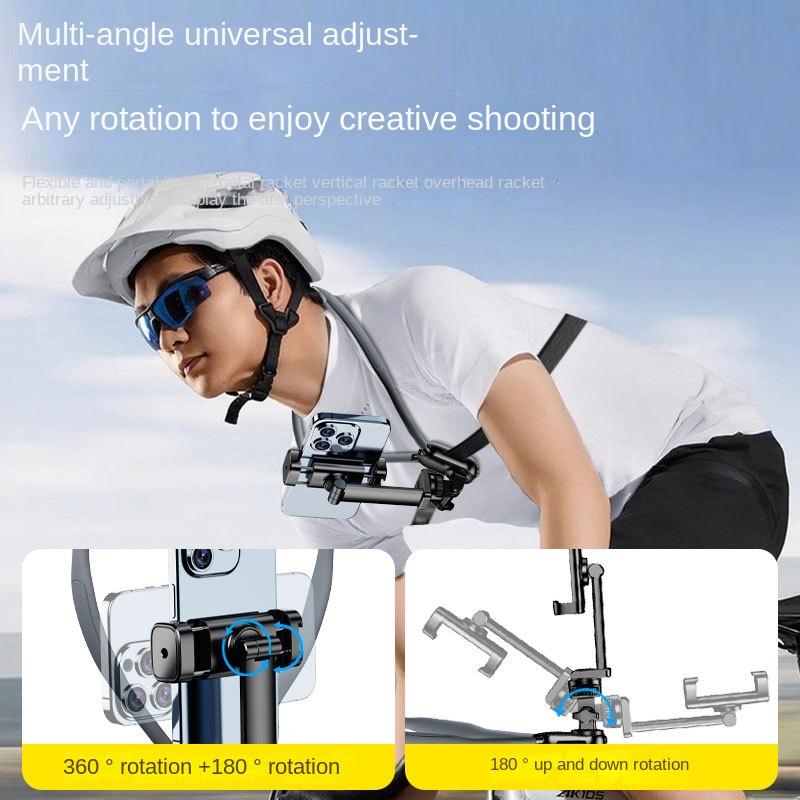 First Person Perspective 360 Degree Rotating Magnetic Anti-Shake Adjustable Universal Neck Hanging Mobile Phone Bracket for Live