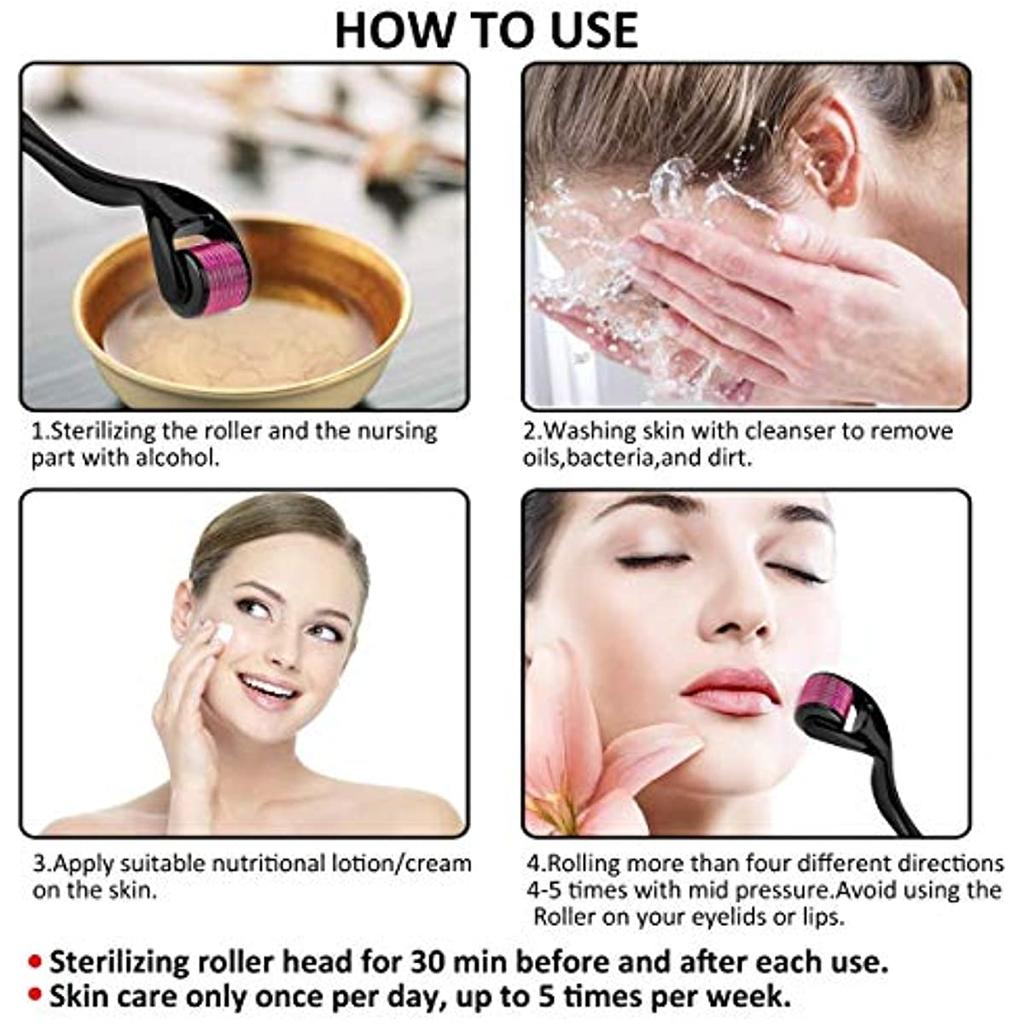 Набор микроигл Derma Roller для лица, тела и волос Титановый ролик для микроиголь премиум-класса 540 для мужчин и женщин 0,3/0,5/1,0/1,5 мммм)