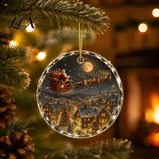 Holiday Keepsake for Family Christmas Landscape Scene Acrylic Ornament Tree Decor, Decorative Gift Friends Hanging Party And Seasonal Home Decorations
