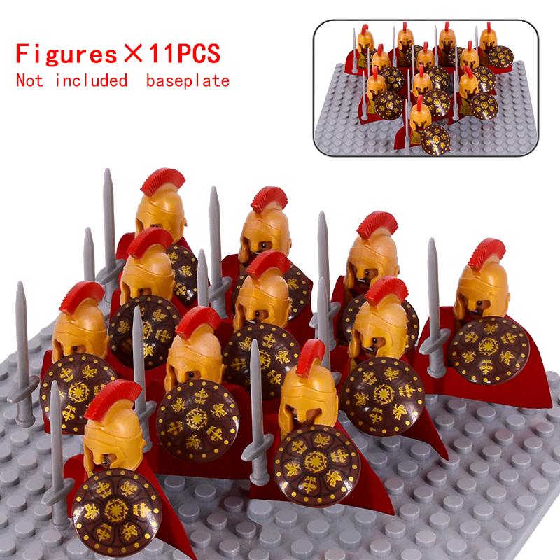 Средневековые военные наборы Фигурки пехоты Строительные блоки Солдаты Спартанский воин Рыцари Римское оружие Аксессуары Игрушки для детей