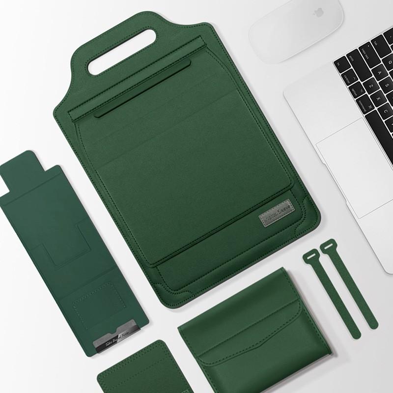 Multifunctional 5-Piece Laptop Sleeve Set With Stand MacBook 13 15 Inch PU Leather Inner Case In 7 Colors