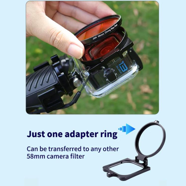 58mm Threaded Filter Adapter Ring for GoPro HERO13/12/11/10/9/8 Black, Aluminum Action Camera Mount Accessory