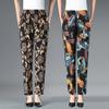 Летние брюки с цветочным принтом для женщин среднего и пожилого возраста. Эластичные брюки с высокой талией и цветочным принтом больших размеров для женщин среднего возраста.
