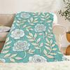 Luxurious Floral Print Fleece Blanket - Soft, Breathable Polyester, All-Season Cozy Throw with Elegant Rose & Leaf Design