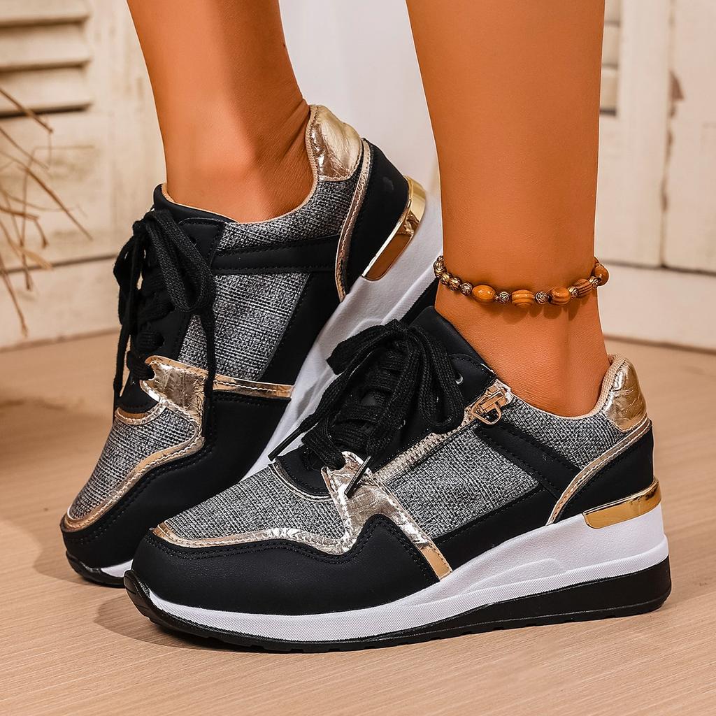 Fashion Casual Sport Lightweight Shoes Ladies Outdoor Running Comfortable Shoes 2025 Women Sneakers Platform Shoes Leather Patchwork