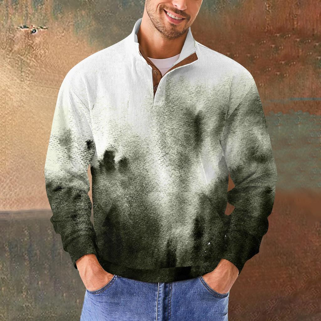 Мужская повседневная толстовка в стиле ретро с градиентным принтом