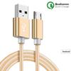 Micro USB Charger Cable - Golden Nylon - 1M - Compatible Android - Micro USB Connector - 1M