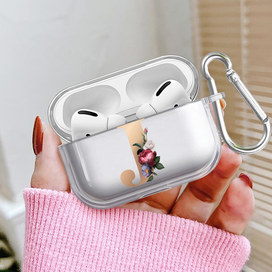 Прозрачные чехлы для наушников Чехол для Airpods 4 1 Pro2 Pro3 Pro 3 2 Цветок Имя Буква I J