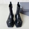 Мода 2025 Новые Женские Ботильоны Модные Квадратный Носок Задние Молнии Зимние Женские На Плоской Подошве Каблуки Высокое Качество Женские Кожаные Ботинки Обувь