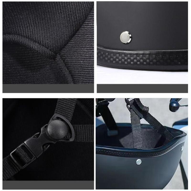 Vintage Motorcycle Cruiser Helmet Half Face German Helmet Motorcycle Helmet Bright Black Car-styling