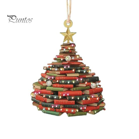 Чтение старинной книги Рождественский орнамент Акриловое ремесло Красочные сложенные книги Висячие украшения Рождественская елка Декоративные реквизиты Праздничная вечеринка для дома