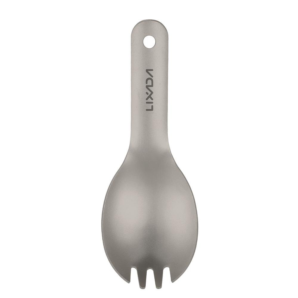 Lixada Титановая Spork с короткой ручкой Сверхлегкая детская детская Spork Столовые приборы для кемпинга и пикника на открытом воздухе