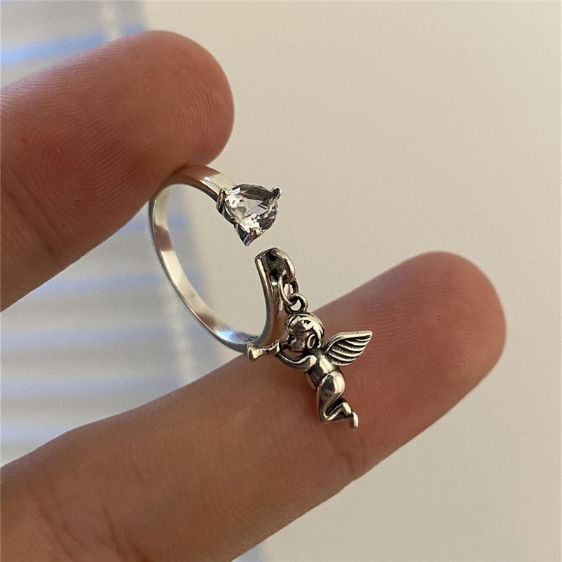 Кольцо Angel Ring серебряного цвета для женщин в стиле панк-хип-хоп, парные кольца, ювелирные изделия для вечеринок, подарок ADM