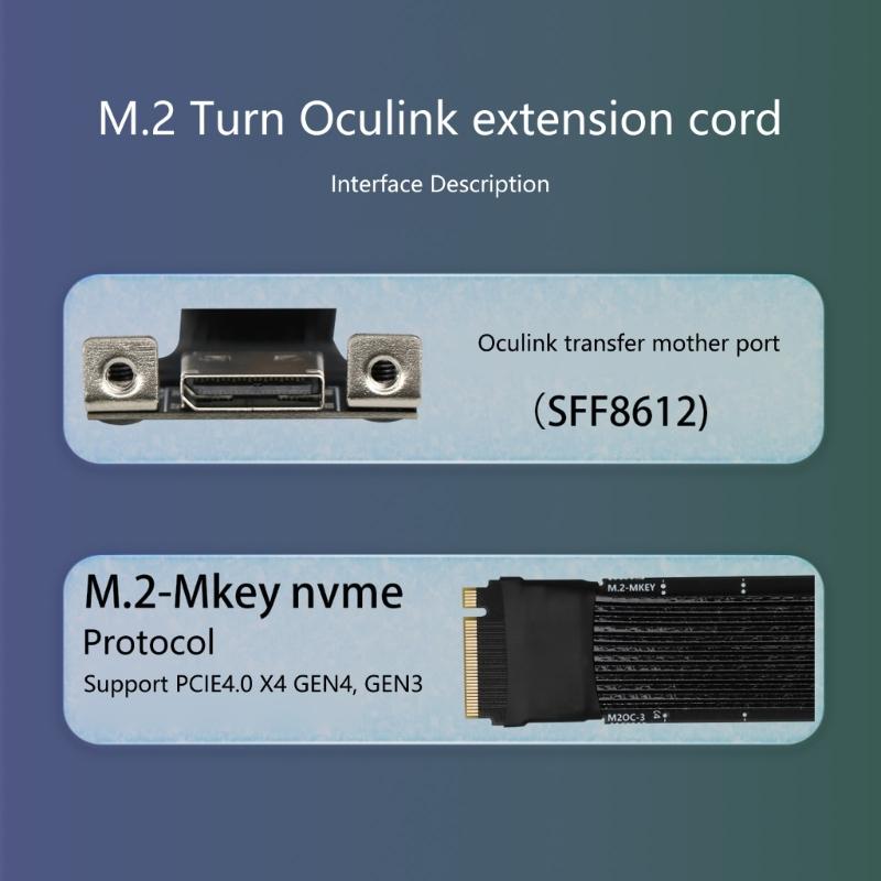 Кабель-удлинитель 64 Гбит/с M.2 на Oculink 4i PCIe4.0 Gen4 Посеребренный кабель для адаптера M.2 на SFF8611
