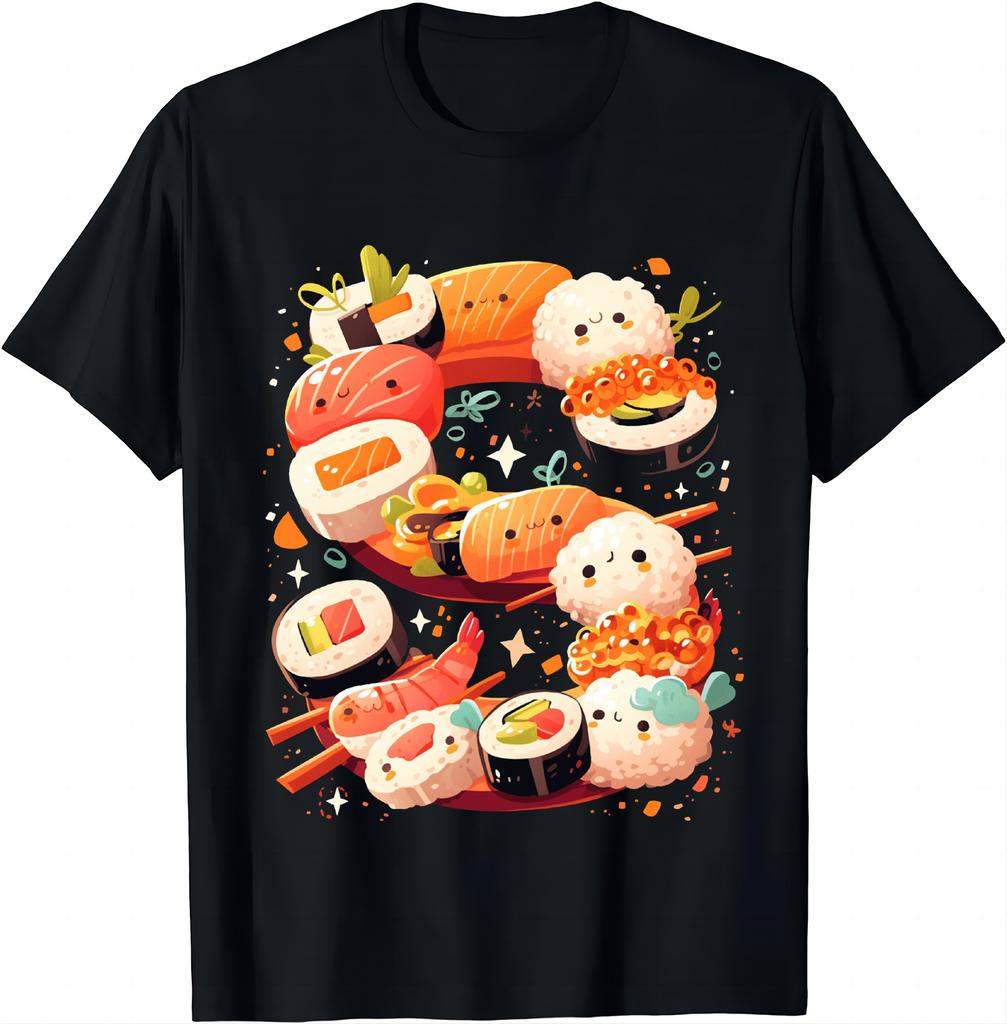 Sushi Dragon Roll Japanese Food Kawaii Dragon Anime Sushi T-Shirt Unisex Custom Printed Shirts Streetwear Tops