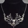 Festive Exaggerated Sika Deer Hollow Metal Necklace