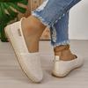 Women's Slip-On Linen Fisherman Shoes - Breathable Casual Penny Loafers with PU Sole