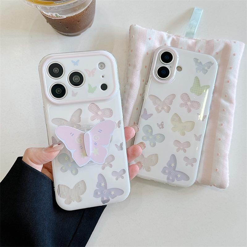 Красочный чехол-подставка с бабочками для iPhone 17/16 Pro Max/15/14 - Летняя версия