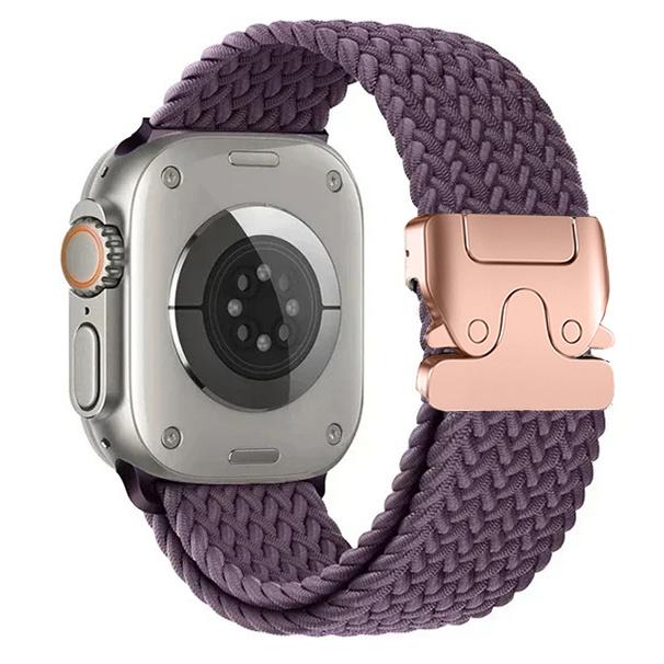 Braided Nylon Strap with Buckle for Apple Watch 1/2/3/4/5/6/7/8/9/10/11/SE 38/40/41/42mm - Purple