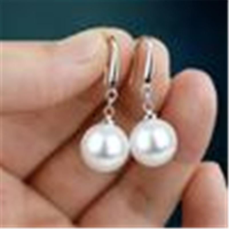 Fashion Silver Waterdrop Imitation Pearl Drop Earrings Elegant Shiny Round Faux Pearl Dangle Earrings For Women Daily Party Jewelry
