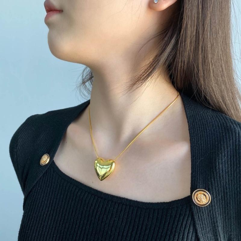 Изящное двустороннее ожерелье-подвеска в форме сердца, винтажная хип-хоп цепочка для свитера, легкий чокер, украшение