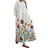 ZANZEA Women Casual Floral Print Loose Rouns Neck 3/4 Sleeve Long Dress