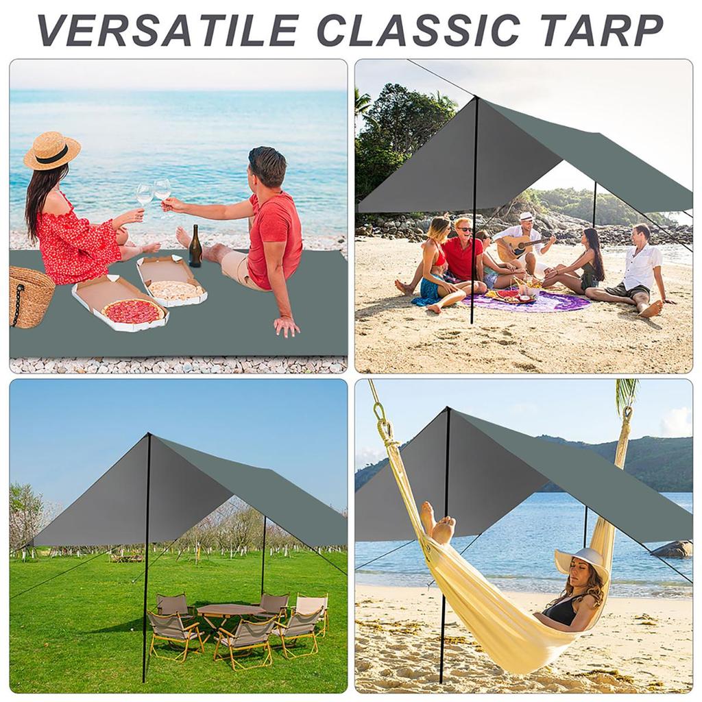 Outdoor Camping Tarp, Camping Tarpaulin Awning, Lightweight UV Resistant and PU 3000mm Waterproof Rainproof Tarpaulin Shelter