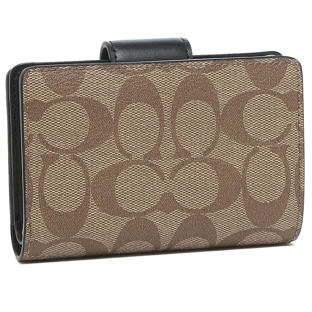 Кошелек складной кожаный кошелек Bifold Outlet MEDIUM CORNER ZIP WALLET 6390 C0082 C3454 COACH x [Coach] женский (Хаки черный) [Элемент]