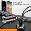 100W Dual Ports Mini USB Car Charger Super Fast Charging Aluminum Alloy Phone Charge Adapter Cigarette Socket Lighter 12-24V
