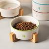 Anti-knock Flat Mouth Cat Bowl Ceramic Dog Food Container Pet Supplies Pet Bowl Neck-Protection