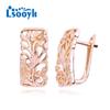 LSOOYH Clip Earrings Rose Gold Color Fashion Earring For Women Hollow Square Flower Stud Earrings Jewelry