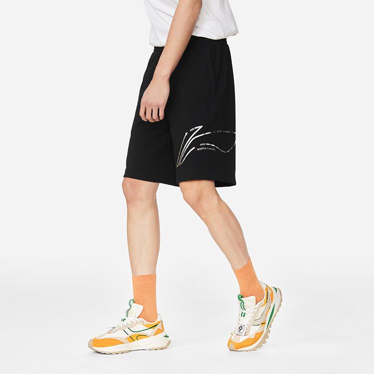 Подкладка с принтом логотипа и эластичной резинкой на талии, повседневные шорты, мужские брюки, черные AKSS981-1