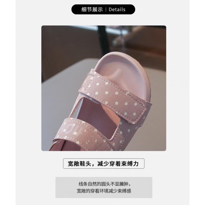 Girls Chunky Sole Roman Sandals With Hook Loop PU Upper Rubber Casual Shoes Kids Ages 4-12