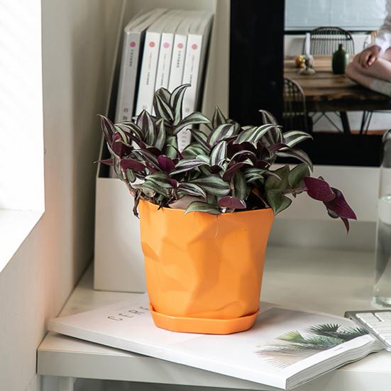 Flowerpot Durable Stable Decorative Breathable Succulents Nursery Garden Planter with Tray for Home