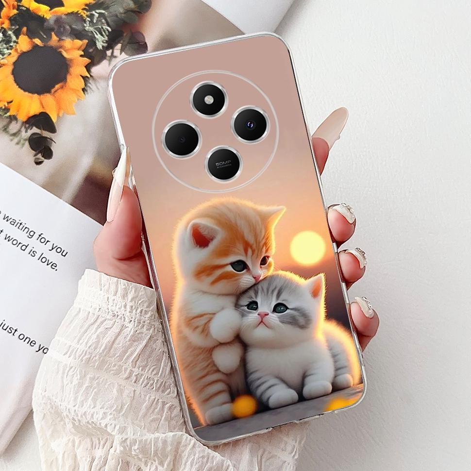 Для Xiaomi Redmi 14C Чехол Модный Чехол Сердце Кошка 6.88" Мягкий ТПУ Защитный Чехол для Телефона Для Xiaomi Redmi 14R 14C Чехлы Coque